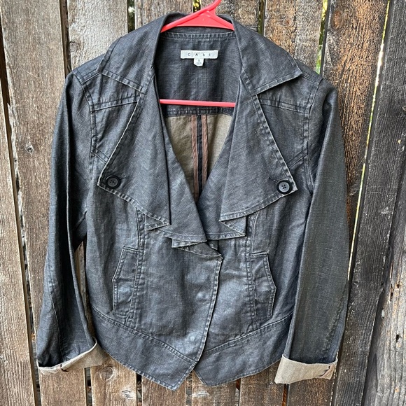 CAbi Waxed Linen Moto Jacket in Sz S - Picture 8 of 13